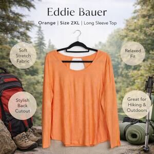 Eddie Bauer Long Sleeve Hiking Top 2XL Orange Cutout Outdoor Casual Gorpcore
